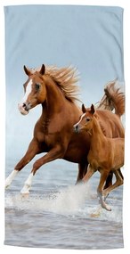 Kék-barna gyerek bársony strandtörölköző 75x150 cm Free – Good Morning