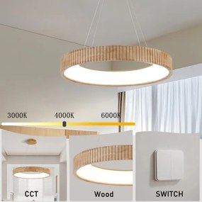 Brilagi - LED csillár kábelen FALCON WOOD MODERN LED/40W/230V, átmérő 60 cm, fa