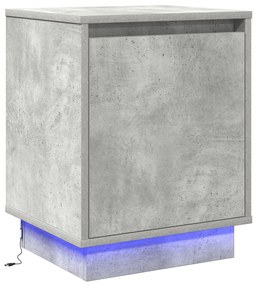 Beton szürke éjjeli szekrény beépített LED világítással 39x34.5x50 cm