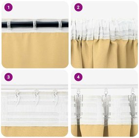 Függönyök függönyökkel 2 pcs Bézs 140x140cm Poliészter
