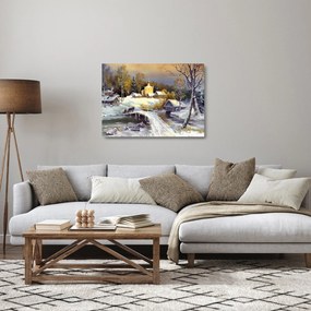 Kép - téli város (üvegen) (70x50 cm)