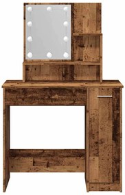 antik fa színű LED.es fésülködőasztal 86,5 x 35 x 136 cm