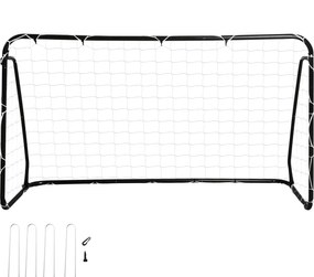 HOMCOM Foci Kapu - Futball Kapu - Edzői Kapu méretek 203L x 81W x 120H cm - fekete epoxi poliészter fém keret - mellékelt cölöpök - fekete | Aosom