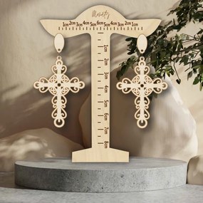 Fából készült természetes lógó fülbevaló CROSS - MONATY | SENTOP