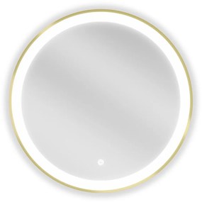 Mexen Esso kerek LED háttérvilágítású fürdőszobai tükör 60cm 6000K párásodásgátló fűtőbetét arany keret 9825-060-060-611-50