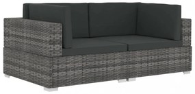 2 db szürke moduláris polyrattan sarokfotel párnákkal