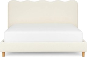 Ágy 180x200 cm méretben, krém színben, bouclé kárpittal IZMIR