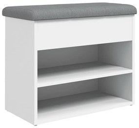 fehér szerelt fa cipőtároló pad 62 x 32 x 50 cm