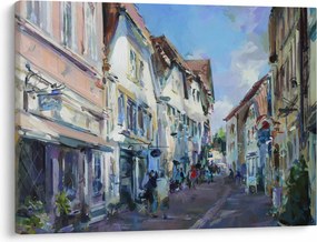 Kép - régi város sikátora, akril festmény (70x50 cm)