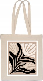 Öko Pamut Táska ekrü bézs bevásárló Virágok minimalizmus boho TT_058