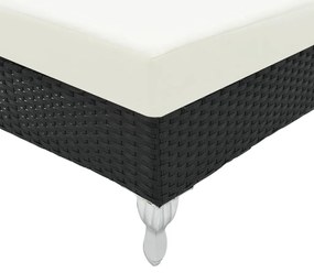 Fekete polyrattan napozóágy párnával