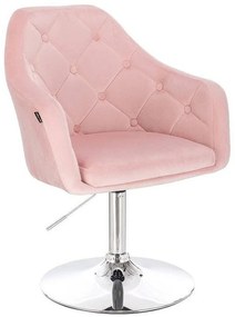 HR831 Púderrózsaszín Modern Velúr Szék Krómozott lábbal