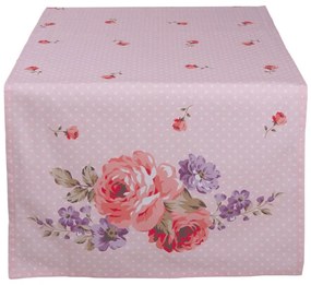 Rózsa virágos pamut asztali futó 50x140 cm Dotty Rose