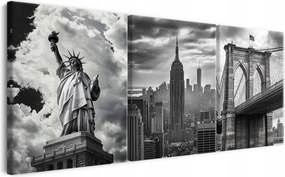 Vászonkép New York Triptichon Fekete-fehér New York falikép irodába 60x120