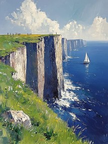 Vászonkép Canvas Tájkép Sziklák Tenger Óceán Vitorlás 60x80