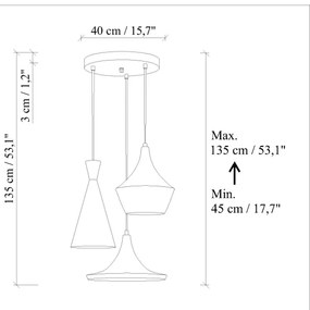 Kábelre függesztett csillár TOM 3xE27/40W/230V zöld