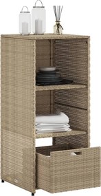 vidaXL bézs polyrattan kerti tárolószekrény 50 x 55 x 115 cm