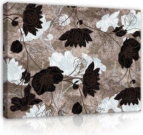 Vászonkép falikép barna fehér virágok grafika 100 x 75