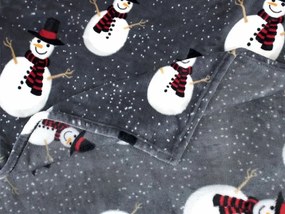 Sötétben világító karácsonyi mikroplüss pléd SNOW BUDDY, szürke Méret: 150 x 200 cm