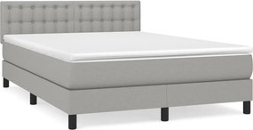 vidaXL világosszürke szövet rugós ágy matraccal 140 x 190 cm
