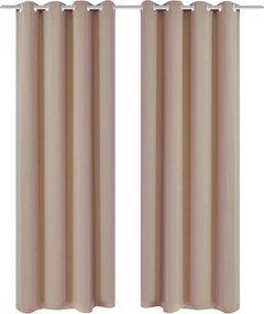 vidaXL 2 db krémszínű sötétítőfüggöny fém fűzőlyukakkal 135 x 175 cm
