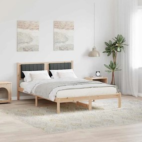 Ágykeret Kárpitozott Fejtámlával Sötétszürke 140 x 200 cm