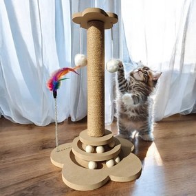 Készült macska kaparófa golyókkal LUNTRIS, magasság 43 cm