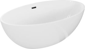 Mexen Nike szabadon álló fürdőkád 175 x 100 cm, fehér, fekete túlfolyó - 54071751000-70
