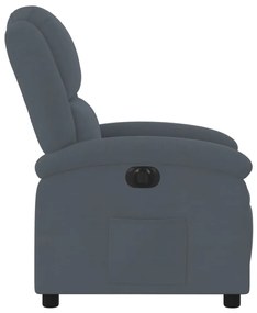 sötétszürke bársony elektromos dönthető fotel