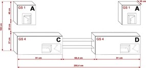 Prince Concept 144 nappali bútor szett sonoma tölgy (250,4cm)