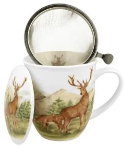 Porcelán fém szűrős szarvas bögre díszdobozban Deer