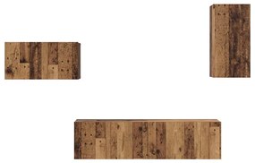 TV szekrény garnitúra 4 pcs Régi fa 30.5 x 30 x 60 cm Faanyag