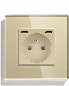 Üveg Aljzat Szimpla Usb C+C Quick Charge 20W Qc 4A Kontakt 16A