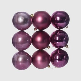 Pink (rózsaszín) műanyag karácsonyi gömb szett 9x8cm