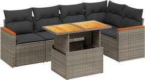 vidaXL 6 részes szürke polyrattan kerti ülőgarnitúra párnákkal