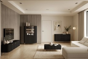 Vesper vitrin 103 cm - fekete / arany lábak