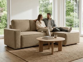 Kihúzható, kétoldalas L-alakú ülőgarnitúra SMART BOUCLE 232x143 cm, sötét bézs