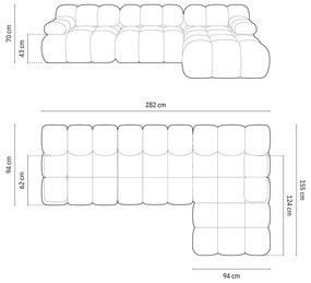 Zöld buklé moduláris sarokkanapé (jobb oldali) Bellis – Micadoni Home