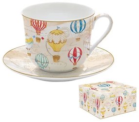 R2S.1454AIRB Porcelán reggelizőcsésze+alj 400ml dobozban,Air Balloons