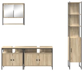 Fürdőszoba bútor szett polcokkal 4 pcs sonoma tölgy Közepes
