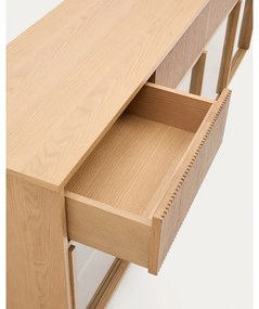 Natúr színű tálalószekrény tolóajtóval tölgyfa dekorral 200x80x40 cm Helvine – Kave Home