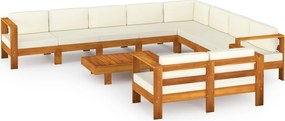 vidaXL 10 darabos akácfa kerti pihenőgarnitúra párnákkal 100 x 60 cm