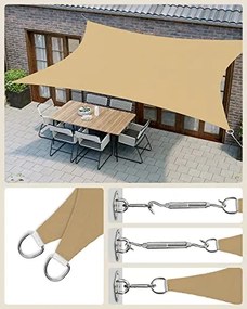 Napvitorla 3x4 m, homok színe