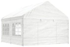 fehér polietilén pavilon tetővel 4,46 x 4,08 x 3,22 m