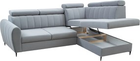 Kinyitható ülőgarnitúra, világosszürke, jobbos, KORIO L