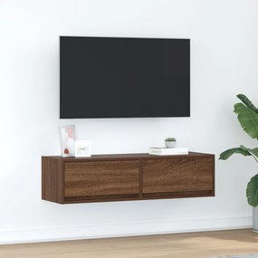 TV Szekrény Barna Tölgy 100x31x25,5 cm Szerelt Fa
