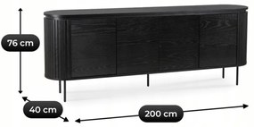 Ovális Komód Fekete Színben. BECK ELITE 200 cm.