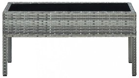 szürke polyrattan kerti asztal 75 x 40 x 37 cm