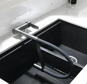 Konyhai csaptelep ELITE EDITION KW1202 lehajtható kifolyóval és kihúzható zuhanyfejjel, több színváltozatban — Gunmetal szürke