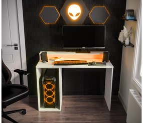 Sarok Gamer PC asztal Garrick 2 (biely) (LED RGB világítással). Akció -6%. 1064136